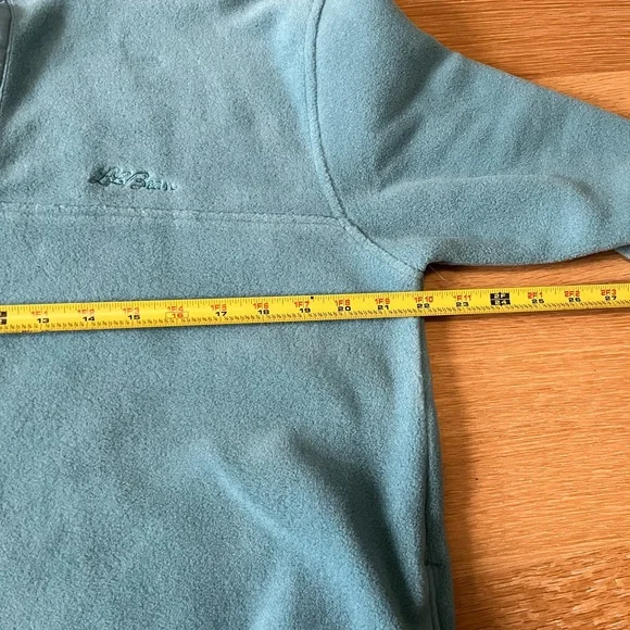 VTG ll bean women’s med pullover quarter snap fleece light blue green vintage - Picture 9 of 10